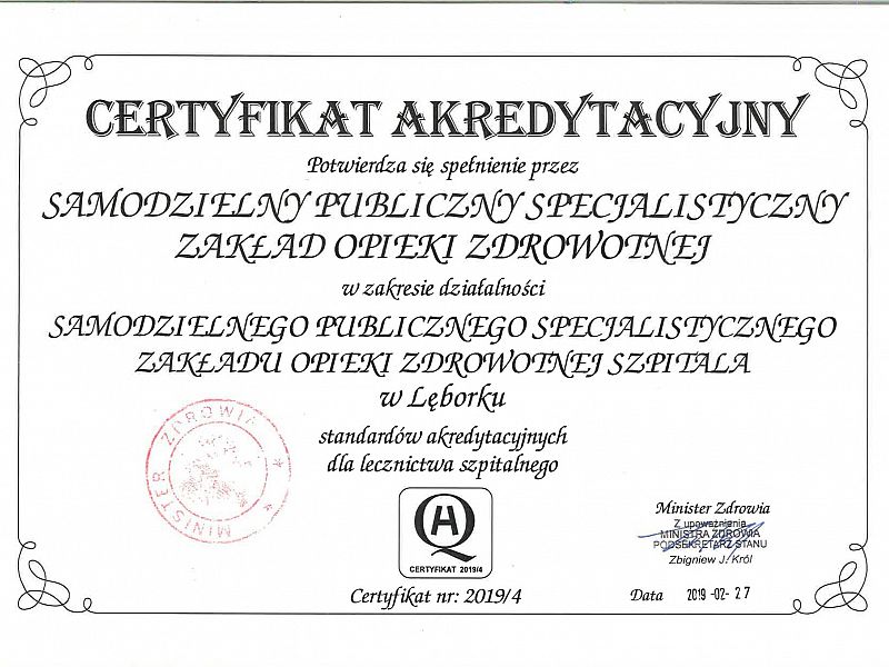 Kolejny Certyfikat Akredytacyjny