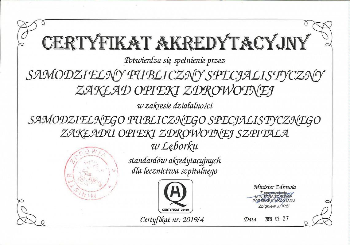 Kolejny Certyfikat Akredytacyjny