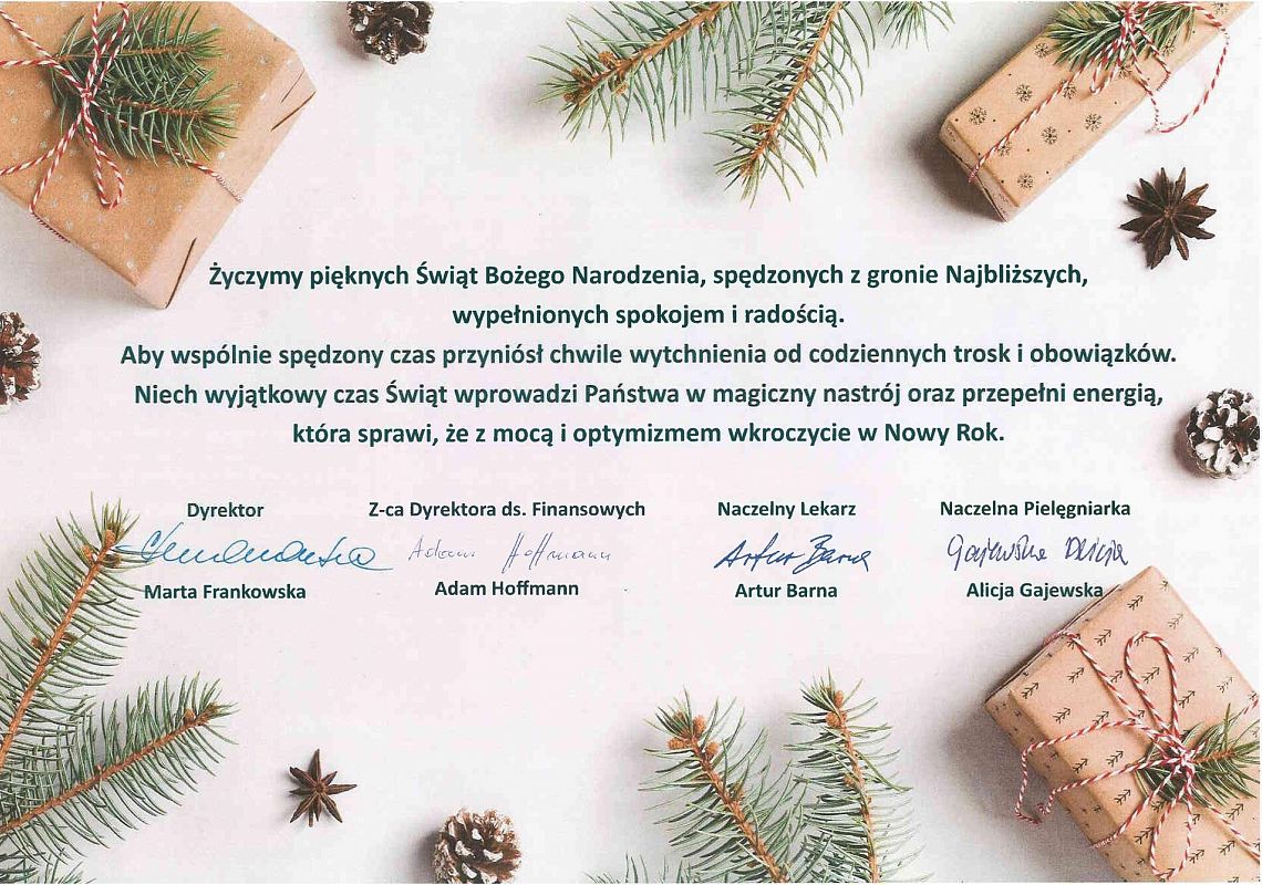 Życzenia bożonarodzeniowe i noworoczne