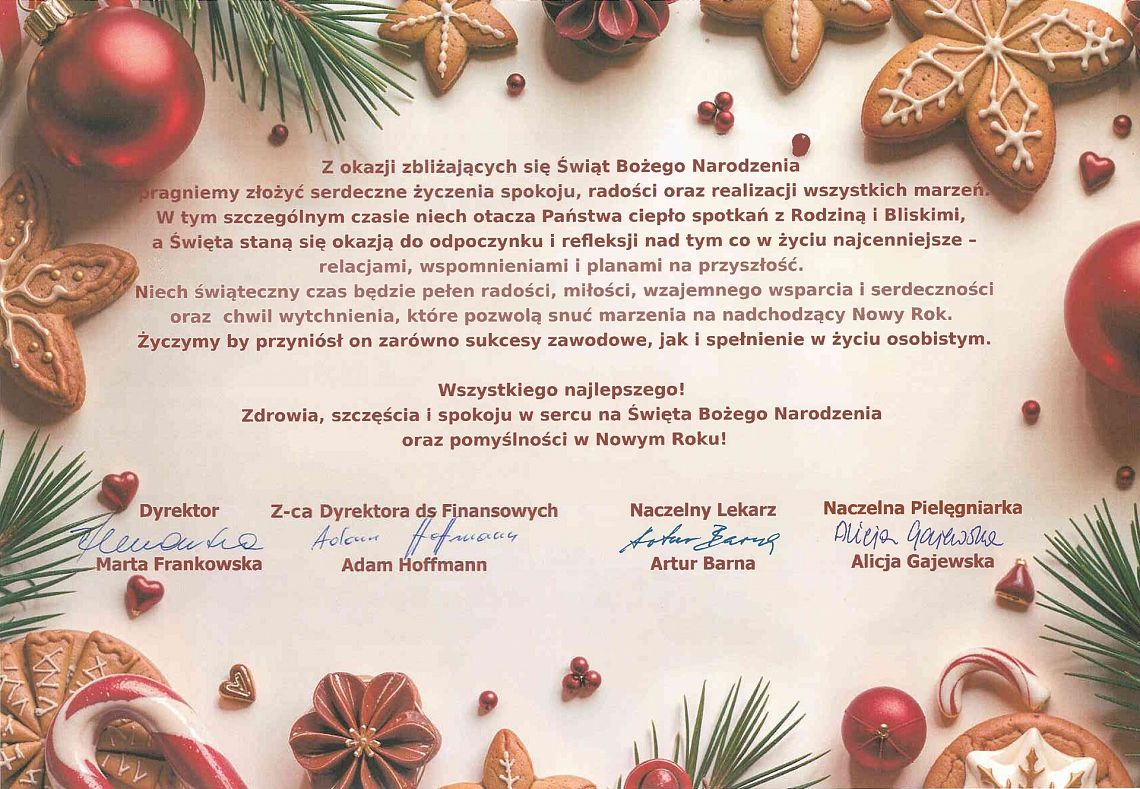 Życzenia bożonarodzeniowe i noworoczne