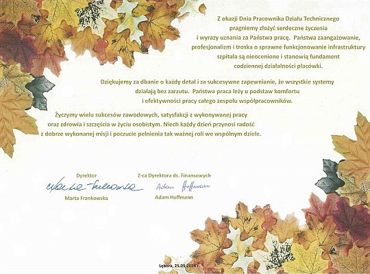 25.09.2024 r. - Dzień Pracownika Działu Technicznego