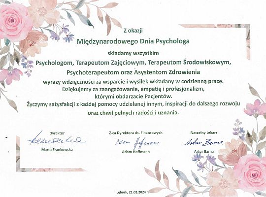 21.02.2024 r. Międzynarodowy Dzień Psychologa