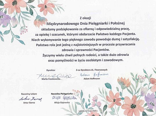 12.05.2024 r. Międzynarodowy Dzień Pielęgniarki i Położnej