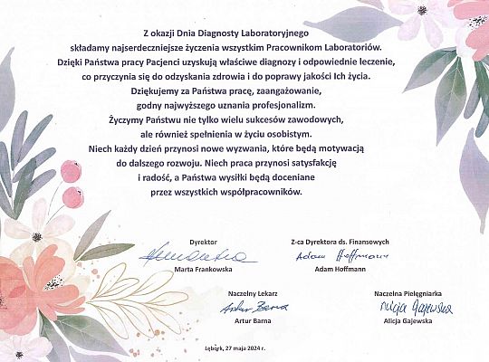 27.05.2024 r. - Dzień Diagnosty Laboratoryjnego