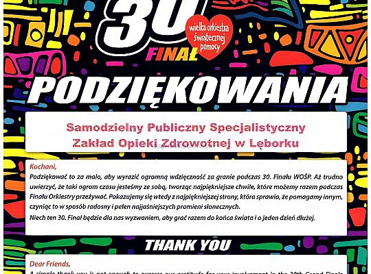 Podziękowania od WOŚP dla SPS ZOZ