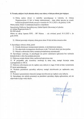 Ogłoszenie o sprzedaży aparatu RTG