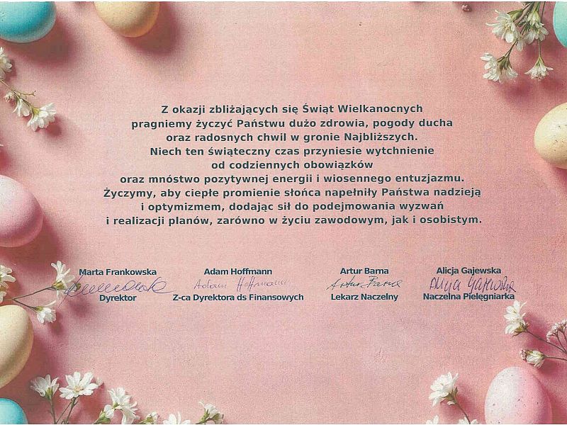 Życzenia z okazji Świąt Wielkanocnych
